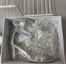 TOP MODA~Dressy Silver Sparkle HIGH HEEL~Size 7 Sandals Shoes ROSA-66