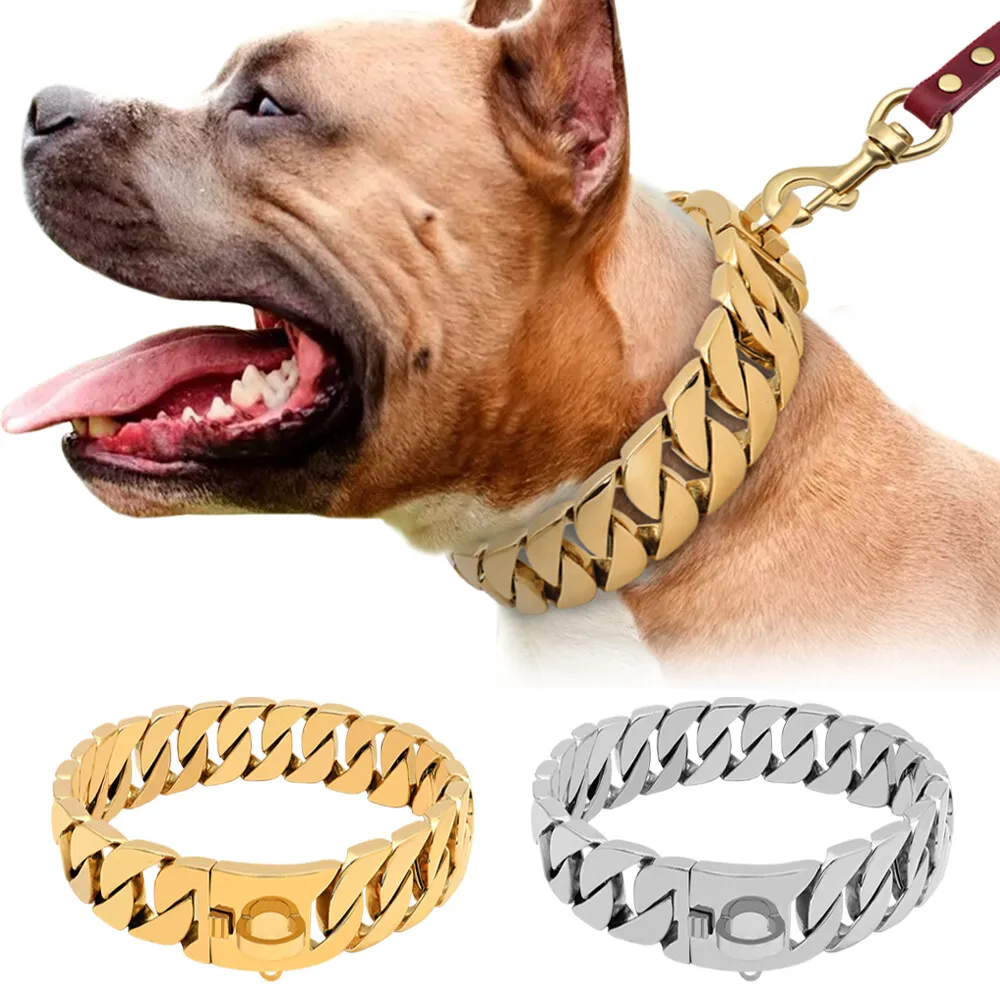 Fahrenheit Landmand lindre Luxury Dog Chain Collar Dog Metal Stainless Steel Leash Cuban Link Choker  Show | eBay