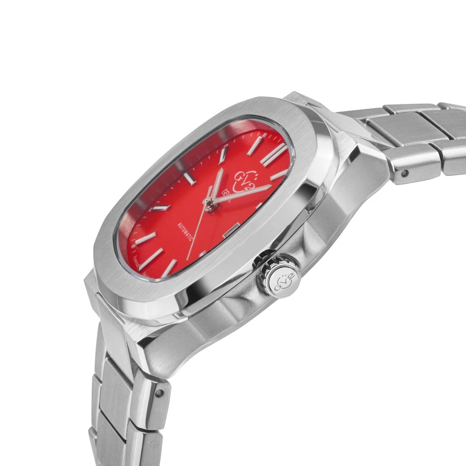 Potente Reloj Pulsera Hecho en Suiza Automático Rojo Acero Inoxidable | Esfera Roja 18112B Foto 3 de 3