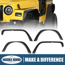 Hooke Road Front Rear Steel Flat Fender Flares For 1997-2006 Jeep Wrangler Tj