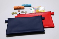 Banktasche Geldtasche mit Rei&szlig;verschluss aus Kunstleder Rot oder Blau 27 x 17 cm