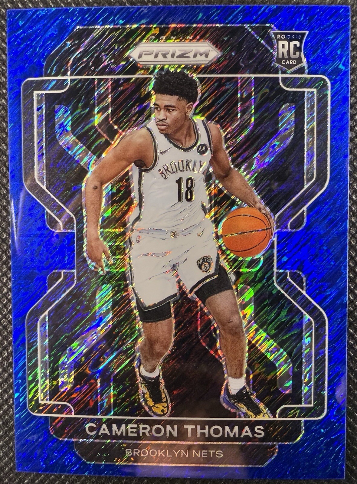 2021-22 Panini Prizm Cameron Thomas Blue Shimmer Rookie Prizm /30 #297 Brooklyn