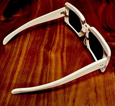 Vintage Trifari Sunglasses 1960s Trifari Blue and White Stripe Sunglasses For Sale at  main image 4