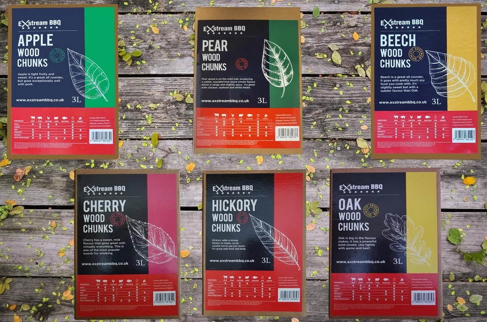 Exstream BBQ Barbecue Smoking Wood Chunks 8 Species, Pizza Oven