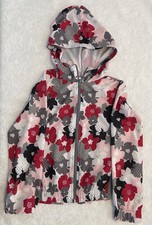 Avia Girls Perf Hooded Jacket Floral Full Zip Cute Size 6/6X Moisture Wicking