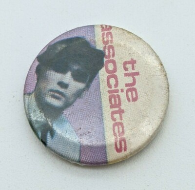 Vintage The Associates Pinback Button Band Music Billy McKenzie Concert White