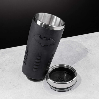 Batman Travel Mug Aus Edelstahl – 450 Ml, Doppelwandig, Mit Deckel, Retro-Logo & Gotham-Design