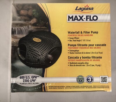 Laguna PT8232 Max-Flow 600 US GPH Waterfall and Filter Pump Ponds Up To 1200 Gal