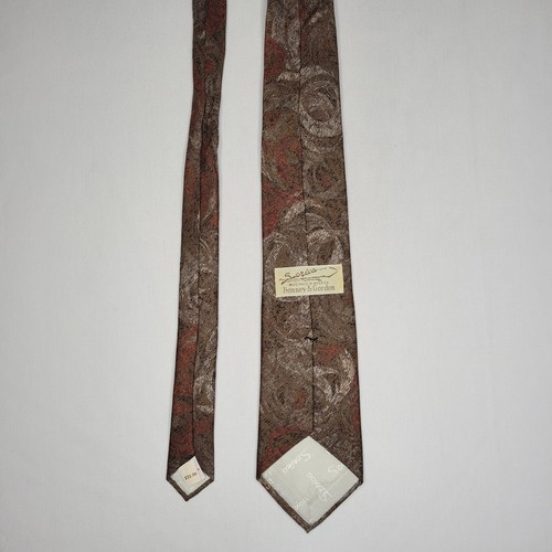 VINTAGE Serica Tie Brown Abstract Floral Silk Hand Made Bonney & Gordon Neck Tie - Picture 3 of 10