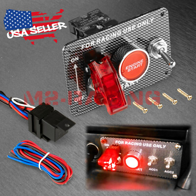 Racing Car 12V Ignition Switch Engine Start Push Button LED Toggle Panel ES04