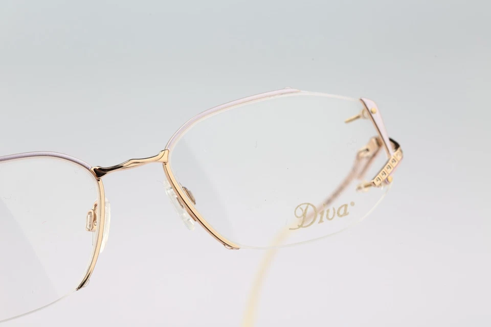 Diva 5182 269 90s perla blanco y oro pedrería rectangular marcos de gafas Nuevo de Lote Antiguo Foto 4 de 4