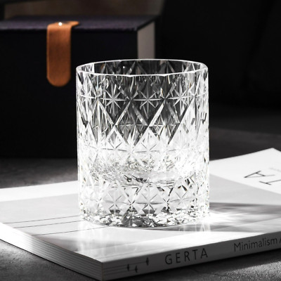 Hand Cut Edo Kiriko Clear Crystal Whisky Glass, Scotch Cocktail Japanese Glasses