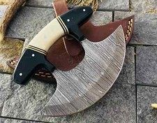 SHARD Alaskan ULU KNIFE With Sheath HAND FORGED 6" Damascus Steel Pizza Cutter