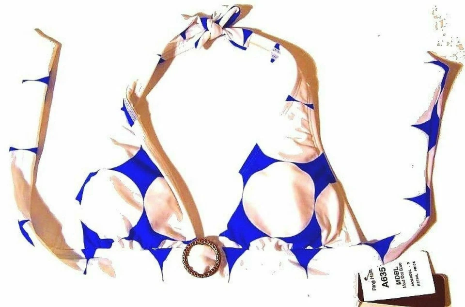 Traje de baño bikini halter azul punto mod Swim Systems talla pequeña nuevo con etiquetas $100 Foto 2 de 3