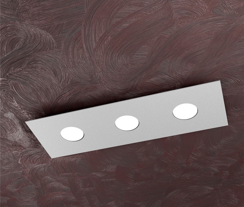PLAFONIERA MODERNA LED RETTANGOLARE IN METALLO GRIGIO TOP LIGHT AREA 1127 3 LUCI
