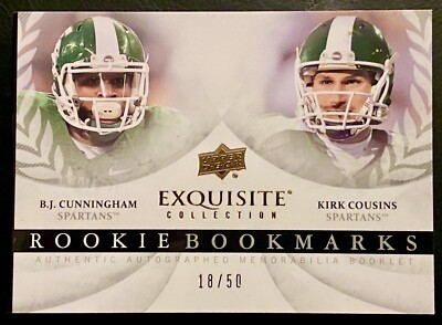 Kirk Cousins BJ Cunningham 2012 Exquisite Rookie Bookmark Jersey Autograph 18/50