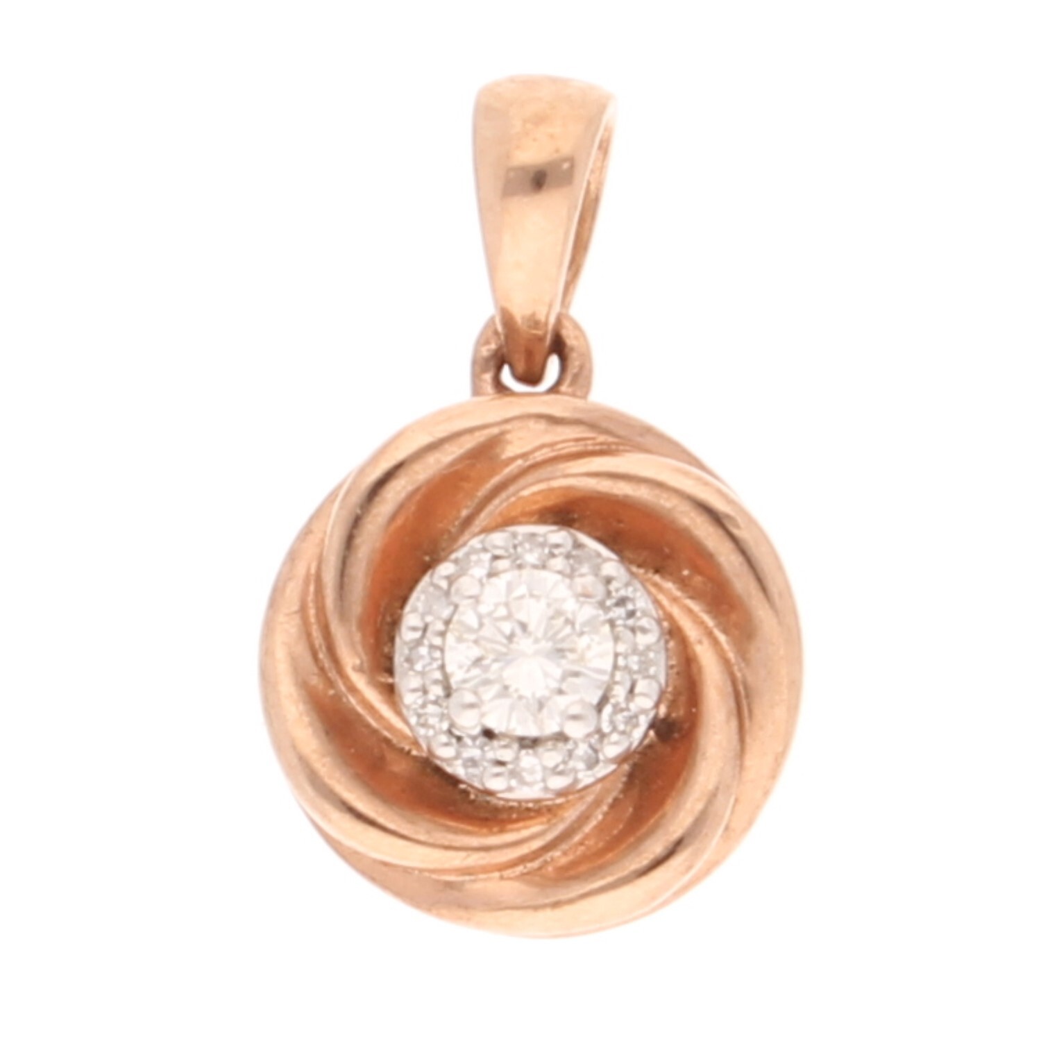 9Carat Rose Gold 0.20ct Diamond Cluster Swirl Pendant (10mm Diameter)