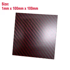Red Black Matte Carbon Fiber Hard Sheet Panel Plate 1mm x 100mm x 100mm