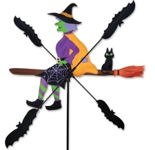25" WITCH on a Broom Whirligig Wind Spinner Garden Decor by Premier Kites