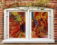3D Color Spin 144NAO Window Film Print Sticker Cling Stained Glass UV Block Fay