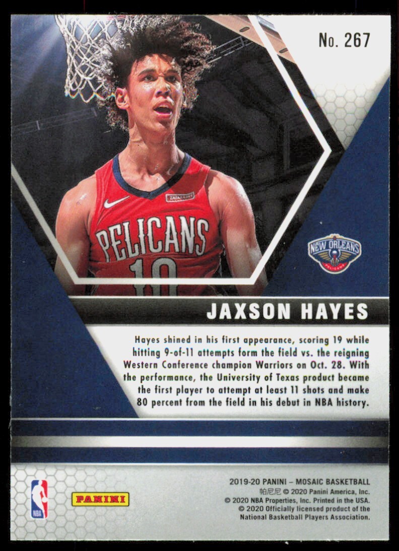 2019-20 NBA Debut Base Jaxson Hayes Rookie New Orleans Pelicans