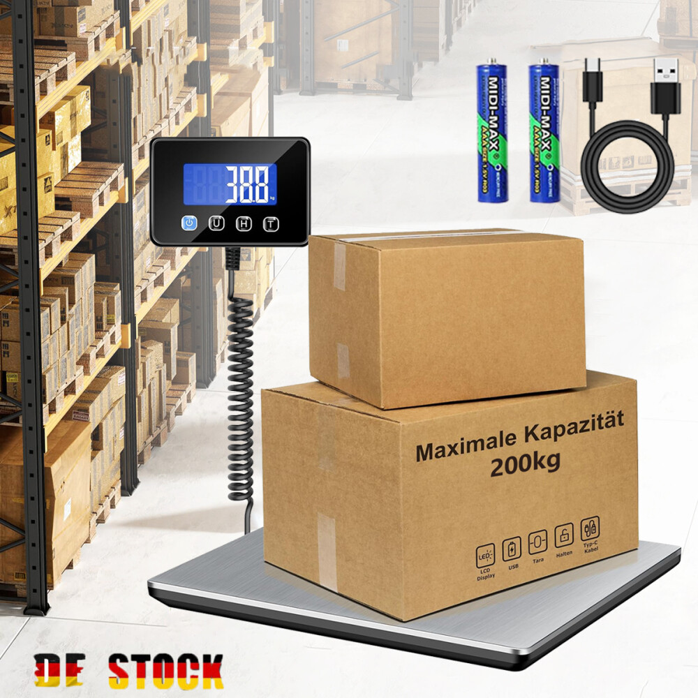 Paket-Waage Küchenwaage Industriewaage Post-Waage bis 200 Kg Edelstahl DHL