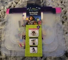 NEW Disney Encanto 3 Pack Reusable Snack Bags Purple Blue Pink School Lunch