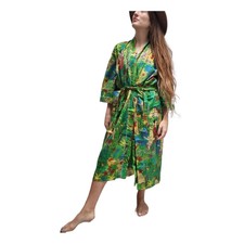 Frida Kahlo Bathrobe Kimono Jacket Belt Beach Robe Shrug Hippie Boho Vintage