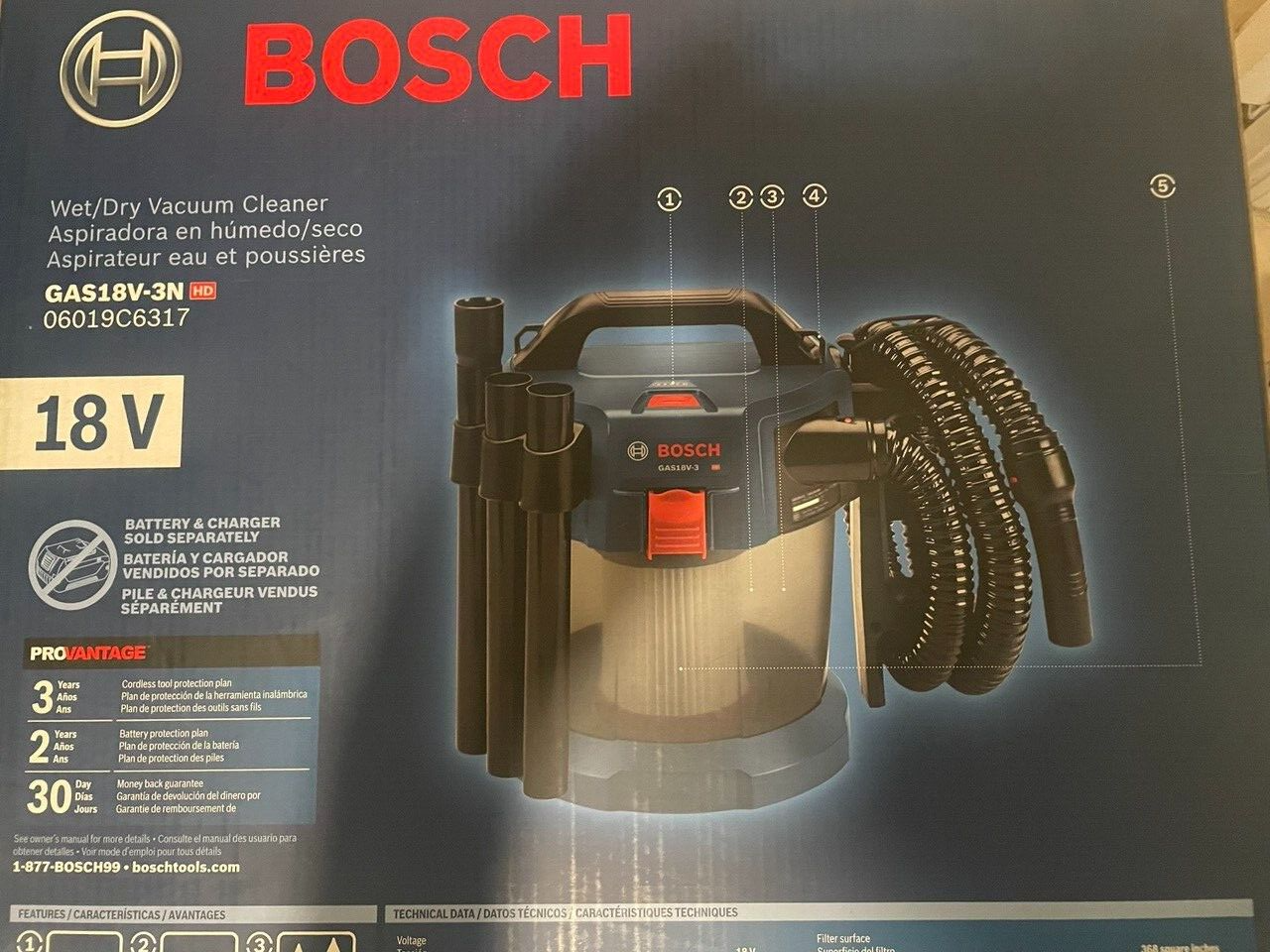 Bosch GAS18V3N 18V 2.6Gallon Wet/Dry Vacuum with HEPA Filter bare tool no bat eBay
