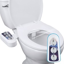 Hibbent Bidet Attachment for Toilet with Self Cleaning Dual Nozzle, Hot and Cold