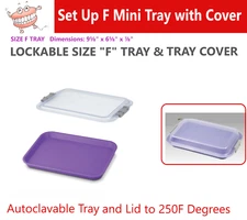 Dental Procedure Set-Up FLAT F (Mini) Trays, Autoclavable F Tray and Lid Cover