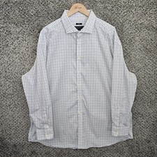 Pronto Uomo Dress Shirt Mens 19 34/35 Button Up Check Non Iron Classic Fit