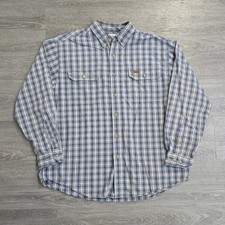 Carhartt Heavyweight Cotton Plaid Mens Large Long Sleeve Button Down Shirt Blue
