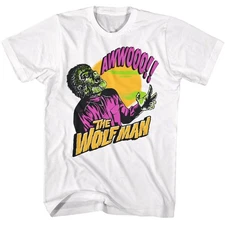 Universal Monsters - Wolfman Howling - American Classics - Solid White Adult Sho