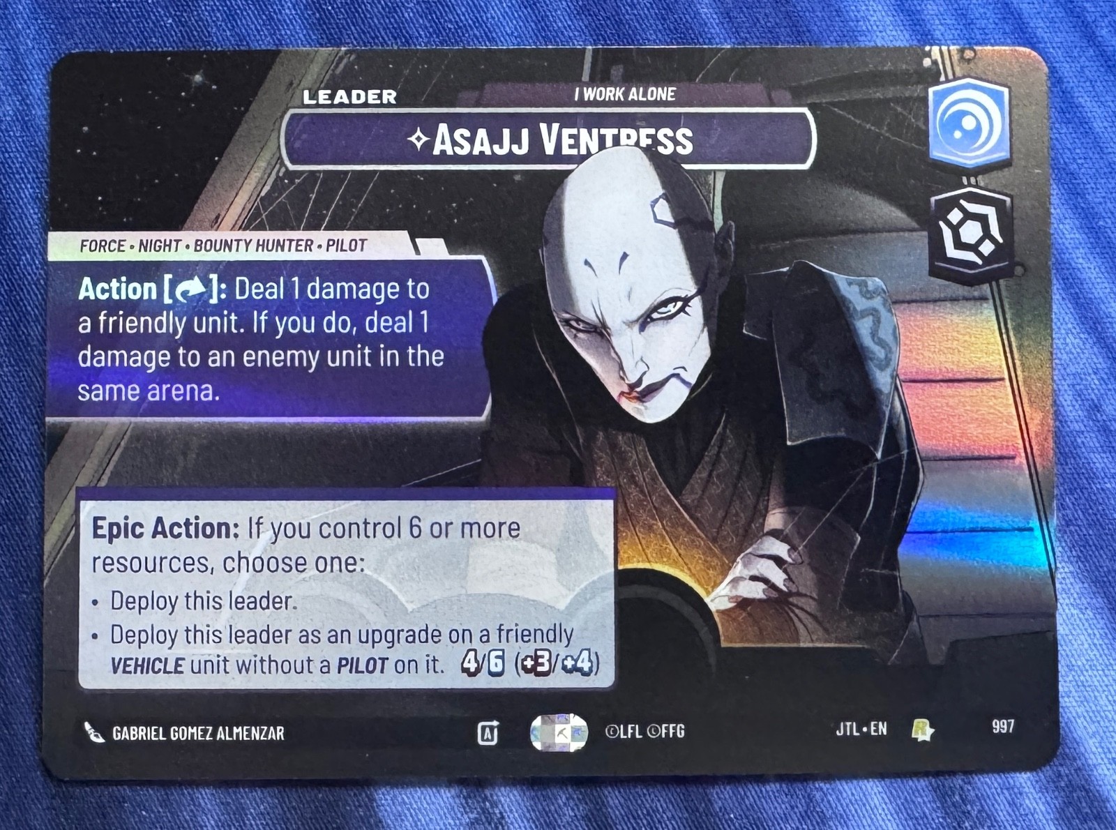 Star Wars Unlimited Jump to Lightspeed Asajj Ventress SHOWCASE Leader Card JTL