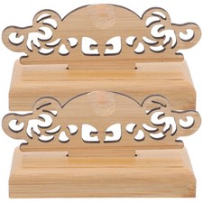 2 Pcs Folding Fan Display Base Chinese Decorative Stand Rustic Holder