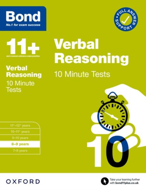 Bond 11+: Bond 11+ Verbal Reasoning 10 Minute Tests with Answer Support 8-9