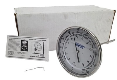 Wika Bimetal TI.52 Thermometer 1/2'' NPT 5'' Dial Adj. Angle 25°/125° F/C 9''Length