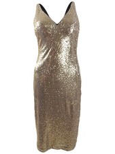 Vince Camuto Women’s Allover-Sequin Sheath Dress (6, Gold)