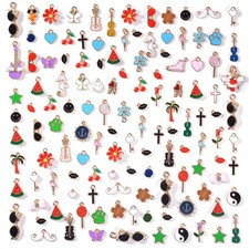stino 100PCs Bulk Enamel Charms for Jewelry Making, 100Pcs MixedStyle Color