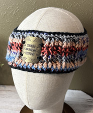 Knitted Handmade Crochet Headband W/metal button Boho Multi Colors