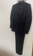 MENS NEW MANTONI BLACK REGULAR FIT 100 WOOL TUXEDO 2PC