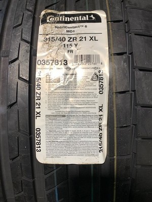1 New 315 40 21 Continental Sport Contact 6 Summer Tire