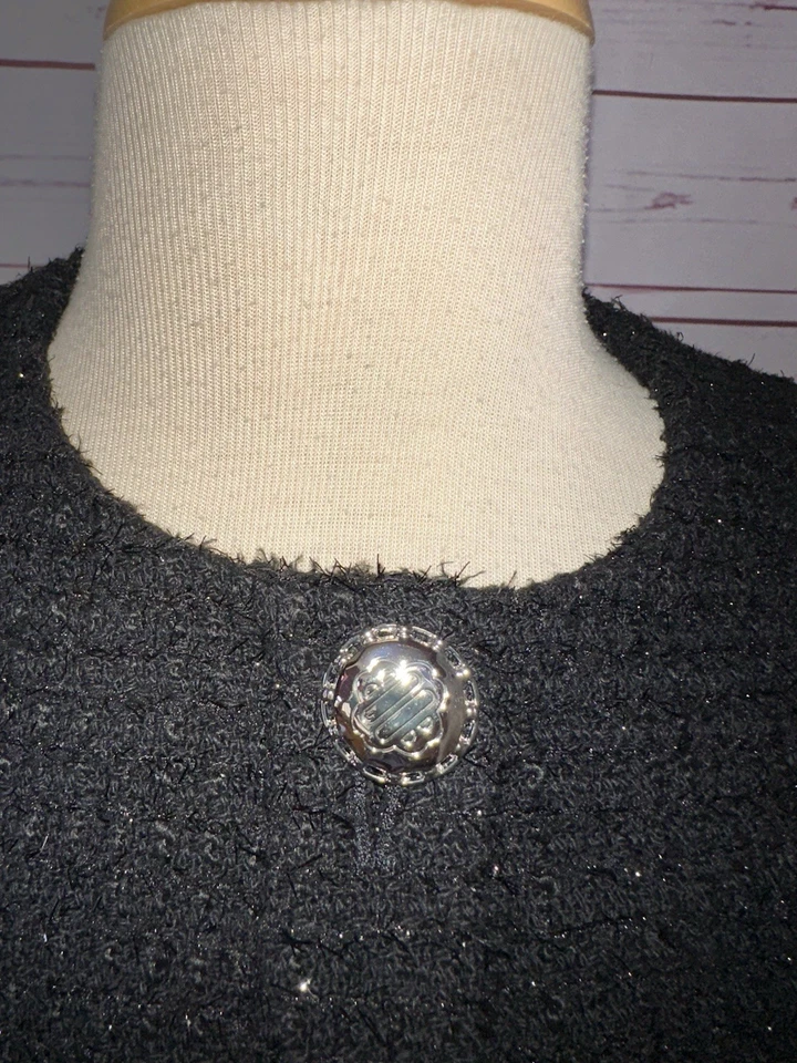 Vestido Corto MAJE Talla 40 L Metálico Tweed Negro $475 Fiesta Vacaciones Ocasión Nuevo con Etiquetas Foto 4 de 4