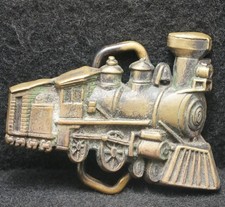 XA11103 VINTAGE 1978 CUT-OUT  LOCOMOTIVE  RAILROAD SOLID BRASS BELT BUCKLE