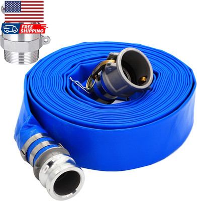 2'' ID X 100 Ft PVC Lay Flat Discharge Hose with Aluminum Camlock C and E Fitting