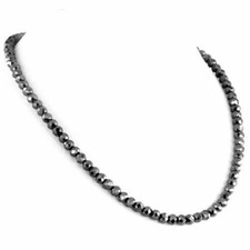 Certified AAA 5mm Natural Black Diamond Necklace for Women 925 Silver 16 Inch