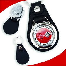 Porte-clés Corvette C3 en simili cuir synthétique avec jeton de caddie