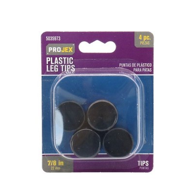TIP LEG PLST BLK 7/8''4PK