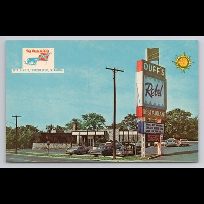 Vintage Winchester Virginia Duff's Rebel Restaurant Postcard Unposted Scenic